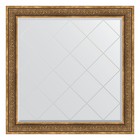 Зеркало с гравировкой в багетной раме, вензель бронзовый 101 мм, 109x109 см - фото 295372147