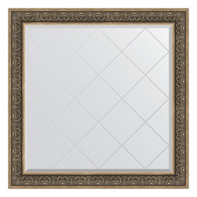 Зеркало с гравировкой в багетной раме, вензель серебряный 101 мм, 109x109 см