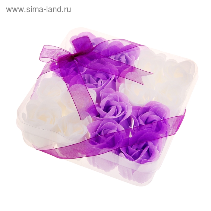 Мыльные лепестки "Квадрат" (набор 16 роз), бело-сиреневый - Фото 1