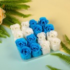 Мыльные лепестки "Квадрат" (набор 16 роз), бело-синий - Фото 2