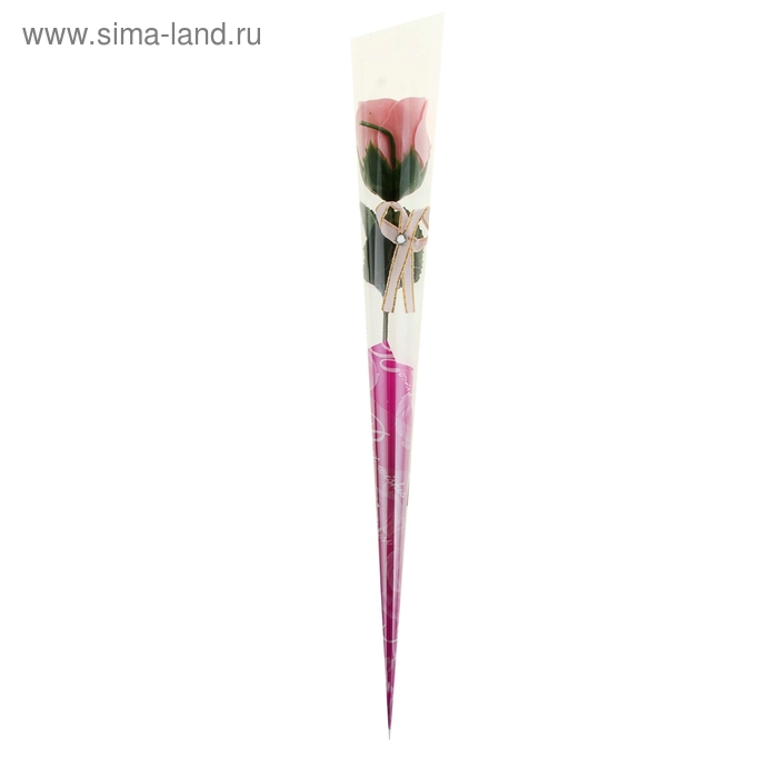 Мыльные лепестки "Роза" в подарочной плёнке, розовая 4,5х4,5х38 см - Фото 1