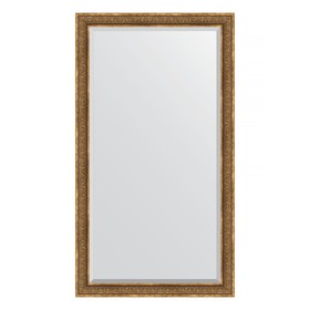 Зеркало напольное с фацетом в багетной раме, вензель бронзовый 101 мм, 114x204 см