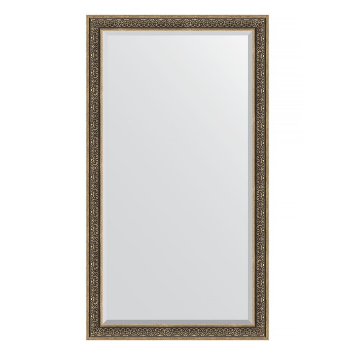 Зеркало напольное с фацетом в багетной раме, вензель серебряный 101 мм, 114x204 см