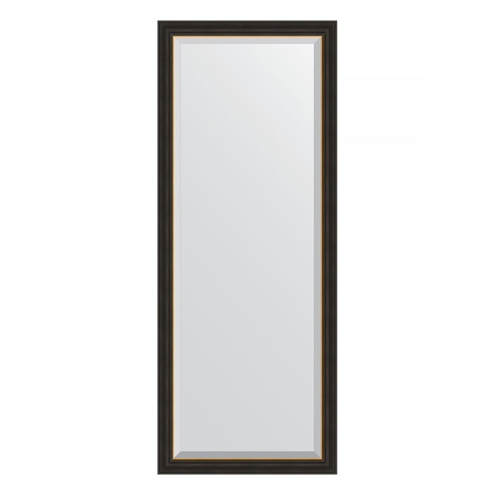 Зеркало напольное с фацетом  в багетной раме, черное дерево с золотом 71 мм, 79x198 см - Фото 1