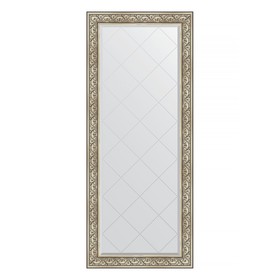 Зеркало напольное с гравировкой в багетной раме, барокко серебро 106 мм, 85x205 см