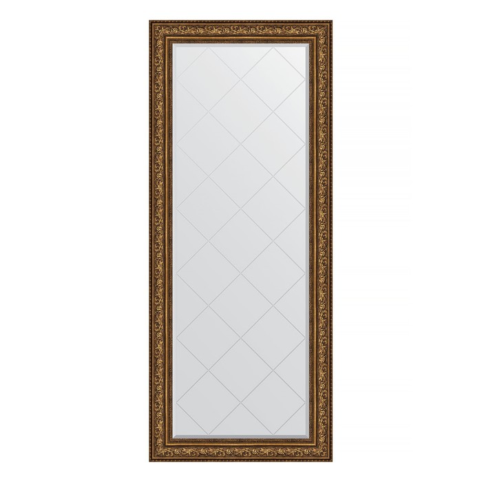 Зеркало напольное с гравировкой в багетной раме, виньетка состаренная бронза 109 мм, 85x205 см   752 - Фото 1