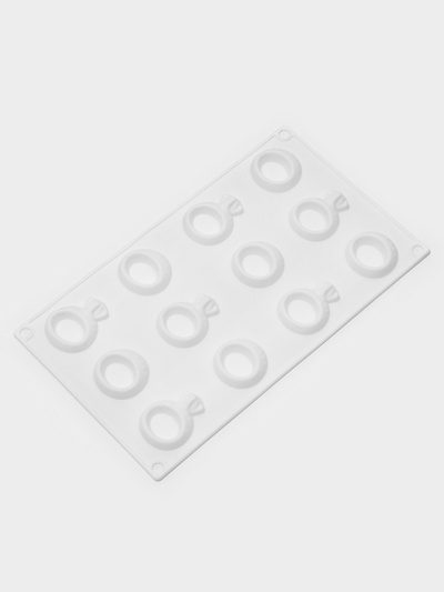 Форма для шоколада Доляна «Колечки», силикон, 27.9×16.1×1 см, белая