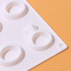 Форма для шоколада Доляна «Колечки», силикон, 27.9×16.1×1 см, белая - Фото 2
