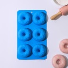 Форма силиконовая для выпечки Доляна «Сладости. Пончики в глазури», 6 ячеек, 27,2×16,4×3,2 см, цвет МИКС - фото 2669399