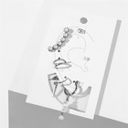 Набор серьги и кафф «Настроение», жемчужинки и стразы, цвет белый в серебре - фото 61015142