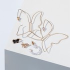 Набор серьги и каффы «Цацки» бабочки контурные, чёрно-белый в золоте - Фото 2