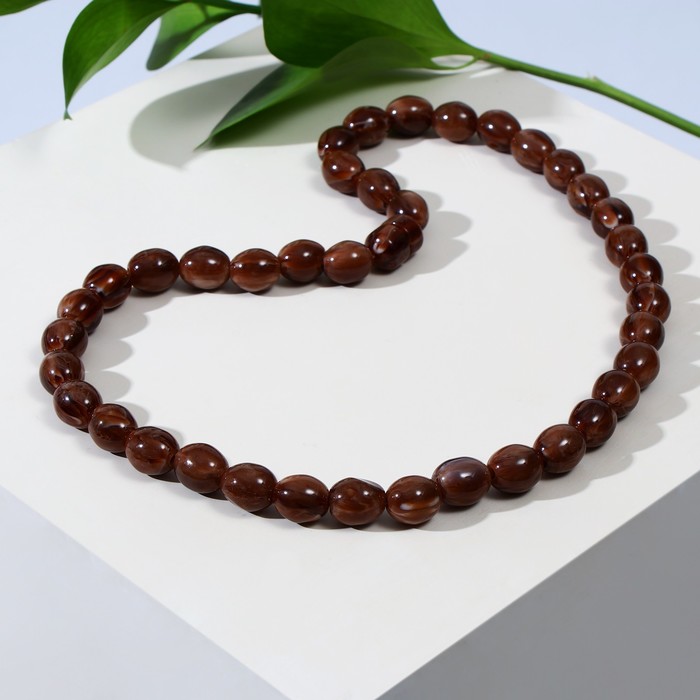 Бусы овал крупный «Агат коричневый», 45см - Фото 1