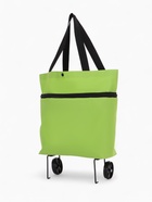 Сумка хозяйственная складная на кнопке, 2 колеса, 40×12×30 см, зелёная - Фото 2