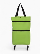 Сумка хозяйственная складная на кнопке, 2 колеса, 40×12×30 см, зелёная - Фото 10