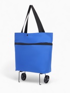 Сумка хозяйственная складная на кнопке, 2 колеса, 40×12×30 см, синяя - Фото 2