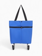 Сумка хозяйственная складная на кнопке, 2 колеса, 40×12×30 см, синяя - Фото 4