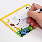 Развивающий набор пиши-стирай "Учимся писать линии и фигуры" 20 карт, маркер, Синий трактор - Фото 3