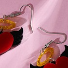 Серьги акрил «Сердца с крыльями» нимб, цвет красно-чёрный - фото 6499896