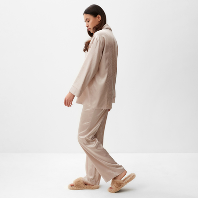 Пижама женская (рубашка, брюки) KAFTAN «Леопард», цвет кофейный, размер 48-50