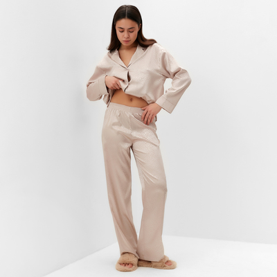 Пижама женская (рубашка, брюки) KAFTAN «Леопард», цвет кофейный, размер 48-50