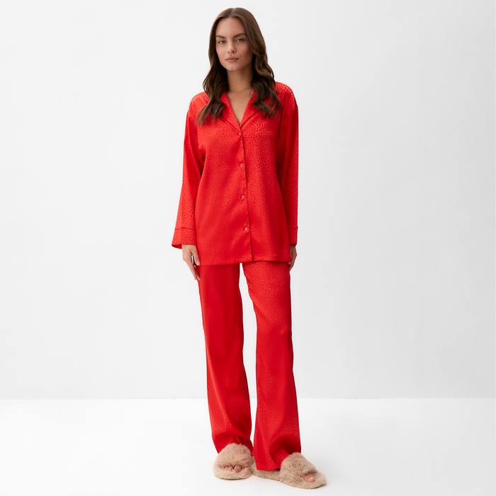Пижама женская (рубашка, брюки) KAFTAN "Леопард", красный, р.40-42 - Фото 1