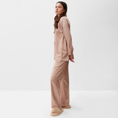 Пижама женская (рубашка, брюки) KAFTAN «Леопард», золотая, размер 48-50