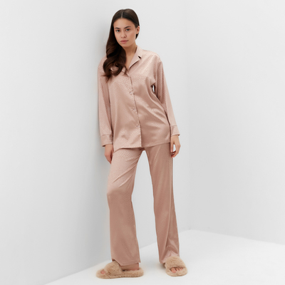 Пижама женская (рубашка, брюки) KAFTAN «Леопард», золотая, размер 48-50