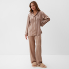 Пижама женская (рубашка, брюки) KAFTAN "Полоска", кофейный, размер 52-54 - фото 2086329