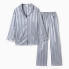 Пижама женская (рубашка, брюки) KAFTAN "Полоска", серо-голубой, р.52-54 - Фото 6