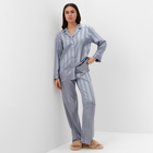 Пижама женская (рубашка, брюки) KAFTAN "Полоска", серо-голубой, р.52-54 - Фото 5