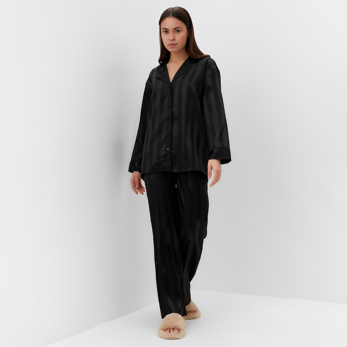 Пижама женская (рубашка, брюки) KAFTAN Полоска, черный, р.44-46