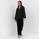 Пижама женская (рубашка, брюки) KAFTAN "Полоска", черный, размер 48-50 - фото 320798162