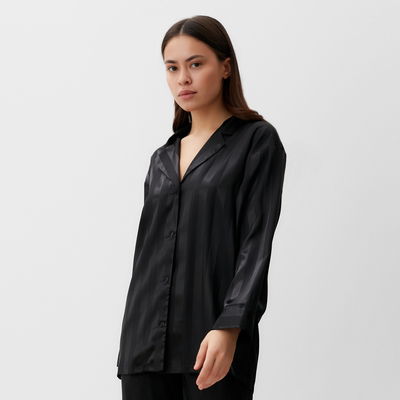 Пижама женская (рубашка, брюки) KAFTAN «Полоска», чёрная, размер 48-50