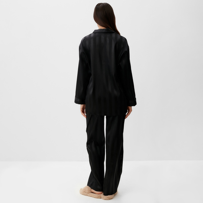 Пижама женская (рубашка, брюки) KAFTAN «Полоска», чёрная, размер 52-54