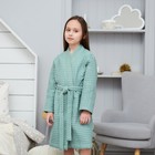 Халат вафельный детский Крошка Я "Boho" размер 34 (122-128 см) цвет мятный, 100% хлопок 290 г/м2 - Фото 11