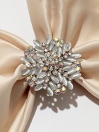 Кольцо для платка «Снежинка», радужно-белое в серебре 7114063