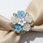 Кольцо для платка «Букет», цвет бело-голубой в серебре - фото 5298526