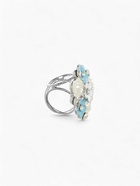 Кольцо для платка «Букет», бело-голубое в серебре - Фото 3