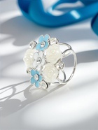 Кольцо для платка «Букет», бело-голубое в серебре - Фото 2