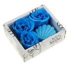 Мыльные лепестки 3 розы + мыло "Ракушка", синий - Фото 1