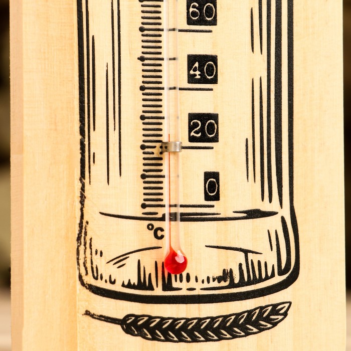 Термометр спиртовой "Бутылка", деревянный 140 С - фото 1904425430