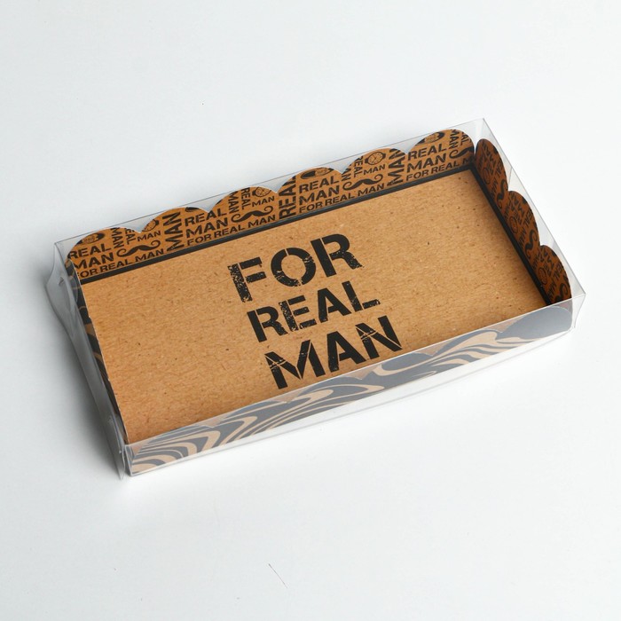 Коробка кондитерская с PVC-крышкой, упаковка, «Настоящему мужчине», 10,5 х 21 х 3 см - фото 1905887069