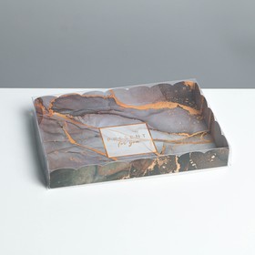 Коробка для печенья, кондитерская упаковка с PVC крышкой, «Мрамор», 22 х 15 х 3 см