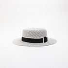 Шляпа женская MINAKU с чёрной лентой, цвет белый, p-p 56-58 - фото 9463766