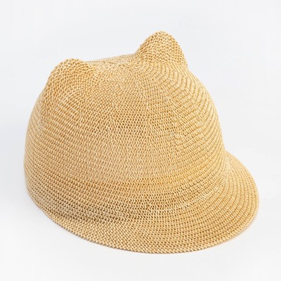 Кепка плетёная для девочки MINAKU, бежевая, размер 50-52