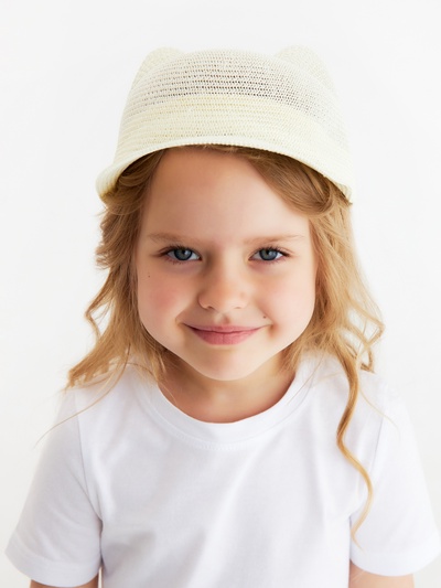 Кепка плетёная для девочки MINAKU, цвет молочный, размер 50-52