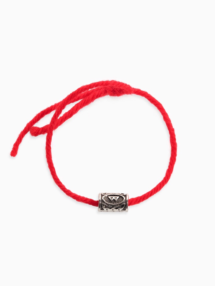 Браслет-амулет на нити «Красная нить» руна женская сила, красный с чернёным серебром, 30 см - Фото 1