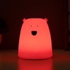 Фигурка световая RISALUX «Антистресс мякиш мишка», LED-ночник, RGB, от батареек 3×ААА, 9×9×10.5 см - Фото 3