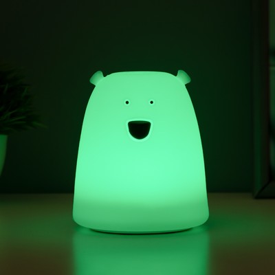 Фигурка светящаяся RISALUX «Антистресс мякиш мишка», LED-ночник, RGB, от батареек 3×ААА, 9×9×10.5 см