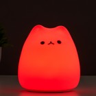 Фигурка светящаяся RISALUX «Антистресс мякиш котёнок», LED-ночник, RGB, от батареек 3ААА, 9.5×9.5×10.5 см - Фото 3